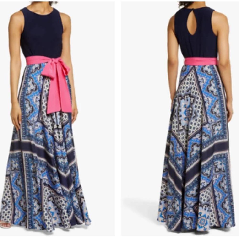 NWOT- Eliza J Twofer Print Maxi Dress